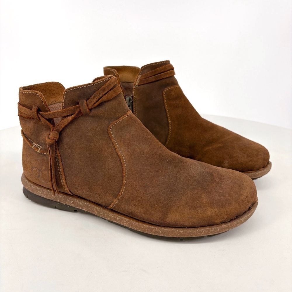 BORN Wynter Strappy Brown Leather Ankle Boots 10 - Picture 4 of 14